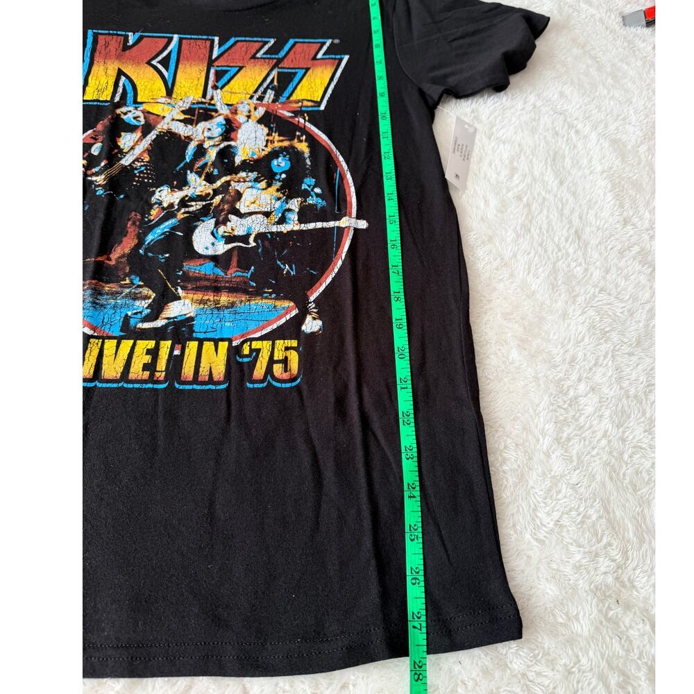 KISS Alive in ’75 Men’s Small Black Distressed Graphic Band Tee NWT - Picture 3 of 5